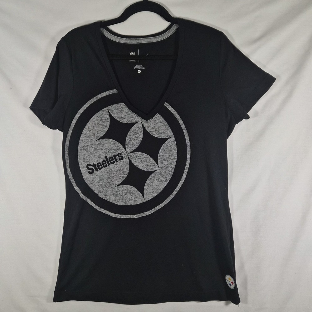 Nike NFL Pittsburgh Steelers V-Neck T-Shirt Women's XL Black